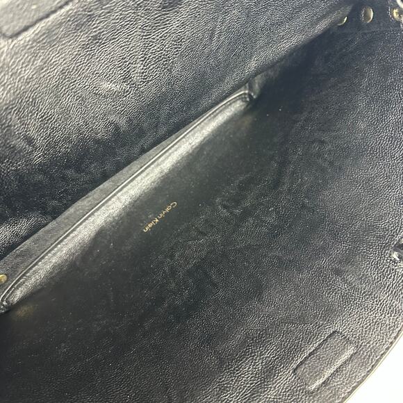 Calvin Klein Womens Soft Pebbled Leather Studded Large Black Weekend Tote Bag - Picture 6 of 8